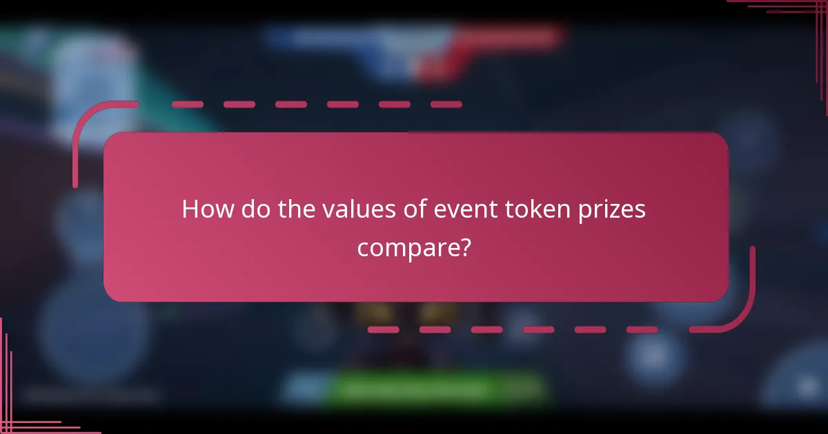 How do the values of event token prizes compare?